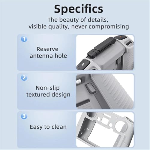 Silicone Case Cover + Thumb Rocker Sticks + Nylon Lanyard Neck Strap for DJI RC 2 Accessory Bundles for DJI Avata 360 Mini 5 Pro MINI 4 Pro Air 3S AIR 3 Flip Drone RC2 Controller(Grey) - color: Grey