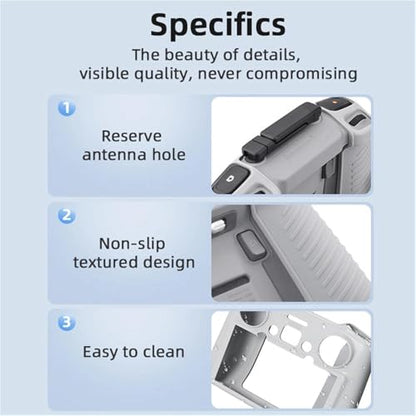 Silicone Case Cover + Thumb Rocker Sticks + Nylon Lanyard Neck Strap for DJI RC 2 Accessory Bundles for DJI Avata 360 Mini 5 Pro MINI 4 Pro Air 3S AIR 3 Flip Drone RC2 Controller(Grey) - color: Grey