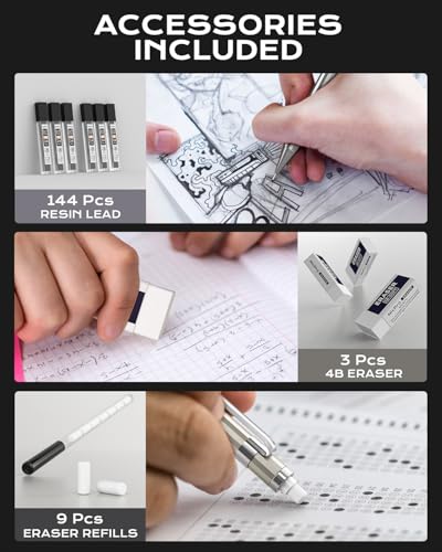 Nicpro 8 Pack 0.5mm & 0.7mm Metal Mechanical Pencil Set, MB1000 - style: 8 Pack （0.5mm & 0.7mm）
