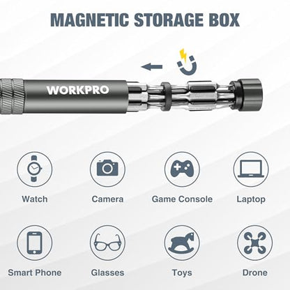 WORKPRO 24 in 1 Multi Bit Mini Screwdriver Set Magnetic, Grey - color: Dark Grey