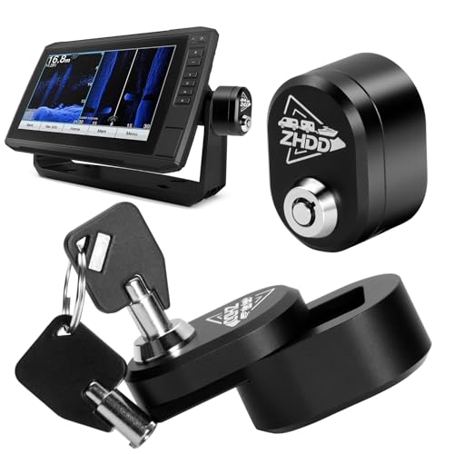 Fish Finder Lock 2 PCS,Aluminum Round Alloy Fishing Graph Marine GPS Gimbal Mount Security Accessories for Garmin,Lowrance and Humminbird Sonar Radar (Black)