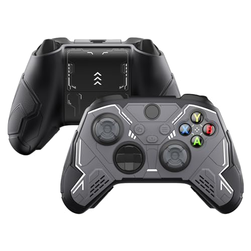 playvital Stellar Mecha Silicone Cover Skin for Xbox Series X/S Controller, Anti-slip Grip Protector with Thumb Grips & Sticker for Xbox Core Wireless Controller - Black & Gunmetal Gray - color: Black & Gunmetal Gray
