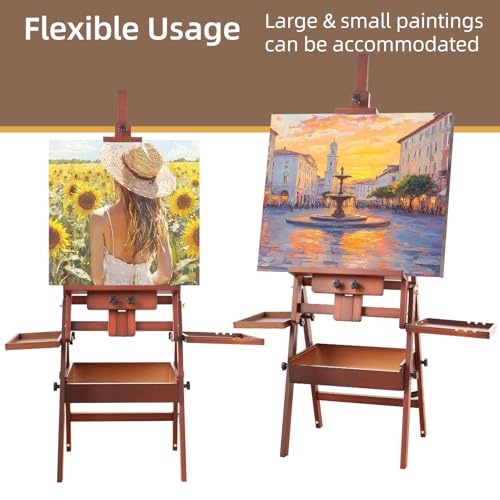 Horizontal Beechwood Studio Easel with Drawer and Palettes, Walnut - style: Horizontal Walnut