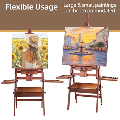 Horizontal Beechwood Studio Easel with Drawer and Palettes, Walnut - style: Horizontal Walnut