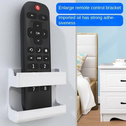 Wall Mounted No Punching Required Universal Adhesive Remote Control Holder Storage Box Rack Shelf Mobile Phone Plug Case(White) - color: White