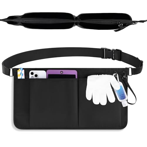 Likesing Server Apron, Serving Apron with Pockets for Waitress, Waiter Waist Tool Pouch Bag with 59'' Adjustable Belt - color: Black-large Size
