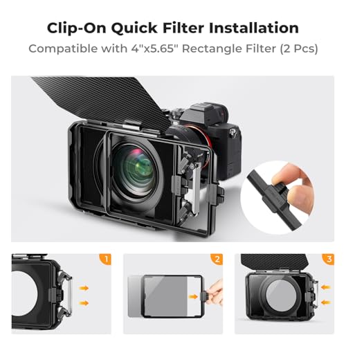 K&F CONCEPT Matte Box with Carbon Fiber Top Flag, with 5pcs Adapter Rings