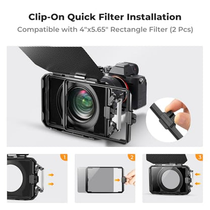 K&F CONCEPT Matte Box with Carbon Fiber Top Flag, with 5pcs Adapter Rings