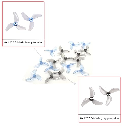 Gemfan 1207 3-Blade Propellers with 1.0mm Shaft for FPV Drone(Gray+Blue) - color: Gray+blue