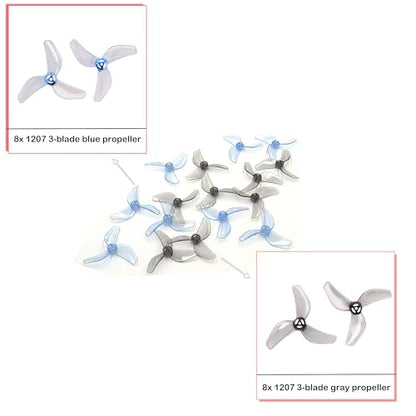 Gemfan 1207 3-Blade Propellers with 1.0mm Shaft for FPV Drone(Gray+Blue) - color: Gray+blue
