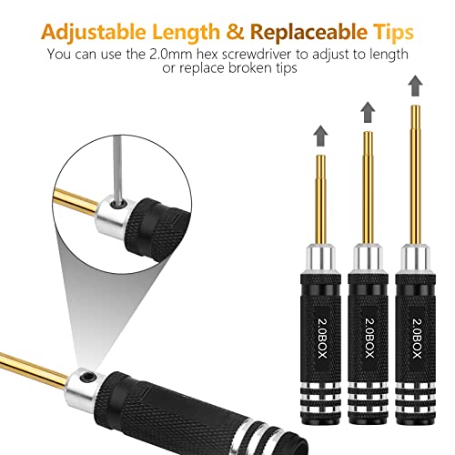 RC Tools Kit 7Pcs Hex Nut Screwdriver Set w/5.0/4.5/4.0/3.5/3.0/2.5/2.0 Box - color: Gold