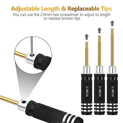 RC Tools Kit 7Pcs Hex Nut Screwdriver Set w/5.0/4.5/4.0/3.5/3.0/2.5/2.0 Box - color: Gold