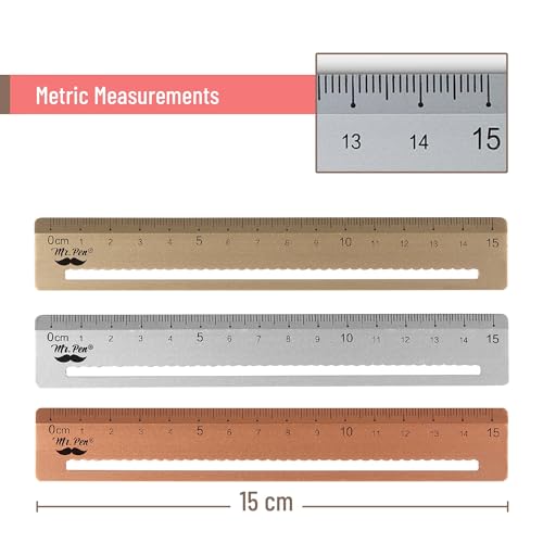 Mr. Pen- Steel Rulers, 3 pcs, 15cm, Silver, Gold, Rose Gold