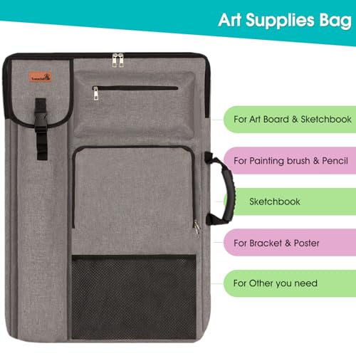TreochtFUN Art Portfolio Case 18" x 24" - Medium Artist Backpack - color: grey