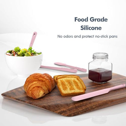 ChefAide 5 Pieces Silicone Spatulas Set, Heat Resistant Rubber Spatula - color: Pink, size: 5 pieces