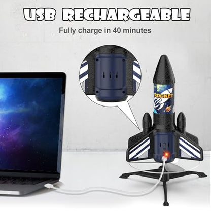 Rocket Launcher for Kids, 200 ft Self Launching Motorized Rocket Toy - color: Blue