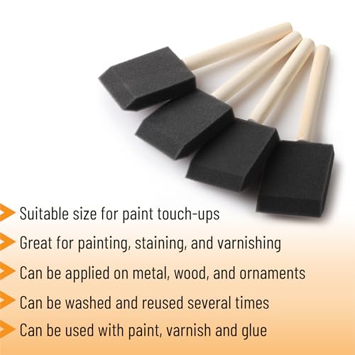 Bates Foam Paint Brushes, 2-Inch, 48 Pack - Sponge Brushes for Painting, Staining, and Mod Podge - color: Black, size: 2 inch, 48 Pack