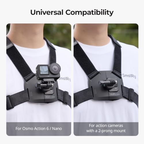 SMALLRIG Chest Mount for DJI Osmo Action 6 / Nano, with Quick Release Interface & Safety Lock, Adjustable Tightness, High Elasticity Strap Fits 78-120cm - 6305 - style: Chest Strap