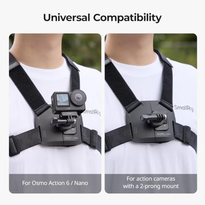 SMALLRIG Chest Mount for DJI Osmo Action 6 / Nano, with Quick Release Interface & Safety Lock, Adjustable Tightness, High Elasticity Strap Fits 78-120cm - 6305 - style: Chest Strap