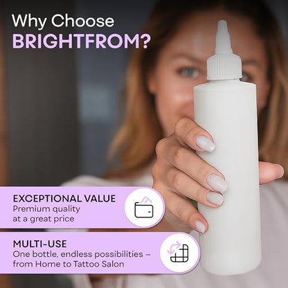 BRIGHTFROM Twist Top Applicator Bottles, Squeeze 8 OZ Empty Plastic Bottles, Refillable, Open/Close Nozzle - Hair Coloring/Multi Purpose (Pack of 2)