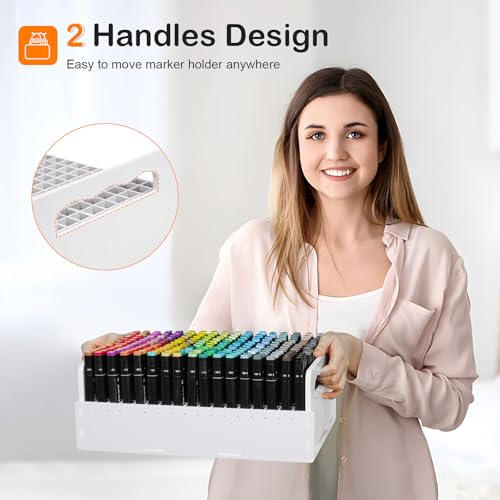 SANFURNEY 204 Slot Marker Organizer, Desktop Art Supply Rack - size: 204-slot