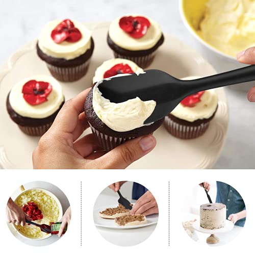 HOTEC Silicone Rubber Spatula Set, BPA-Free, Black, Set of 5 - color: Black