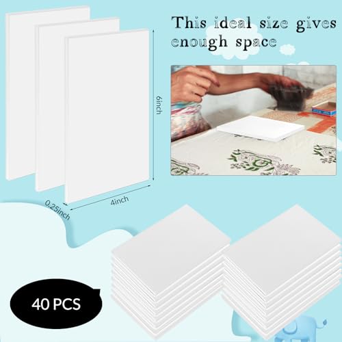 Frienda 40 Pcs Rubber Carving Blocks Linoleum Block 4"x6", White - color: White