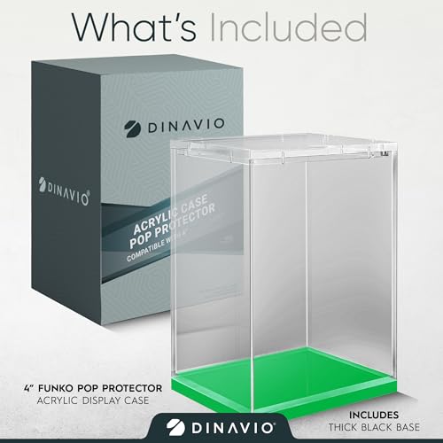 Dinavio Crafthouse Acrylic Funko Pop Display Case - Sturdy Stackable Design - 4mm Case Compatible with 4'' Vinyl Figures - Green Base - color: Green Base