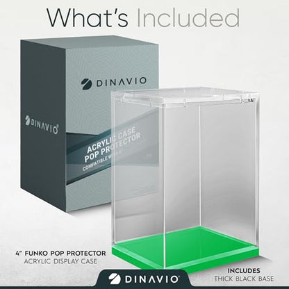 Dinavio Crafthouse Acrylic Funko Pop Display Case - Sturdy Stackable Design - 4mm Case Compatible with 4'' Vinyl Figures - Green Base - color: Green Base
