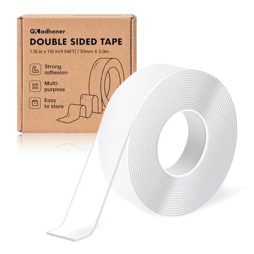 Double Sided Tape Heavy Duty, Nano Double Sided Adhesive Tape, Multipurpose Clear Mounting Tape for Walls, Office Decor, Picture Hanging, and Posters, Hanging Adhesive Strips (9.85FT)