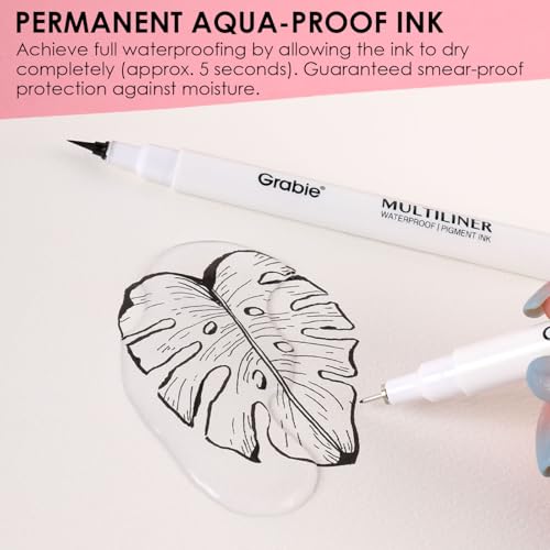 Grabie Micro Fineliner Pens, 10 Waterproof Black Drawing Pens - color: 10-Black
