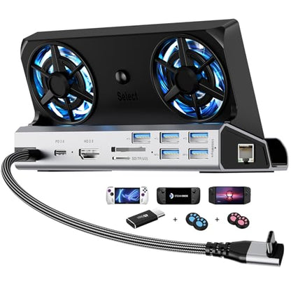 YCE 13-in-1 Steam Deck Dock for Switch/ROG Ally/Legion Go - color: 13-in-1 Dual Cooling Fan