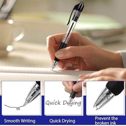 Fainne 200 Pack 1.0 mm Retractable Ballpoint Pen Bulk, Black, Blue, Red Ink - color: Black Ink, Blue Ink, Red Ink