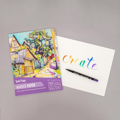Brea Reese Marker Paper Pad, 50 Sheets, 9x12 Smooth Drawing Pad