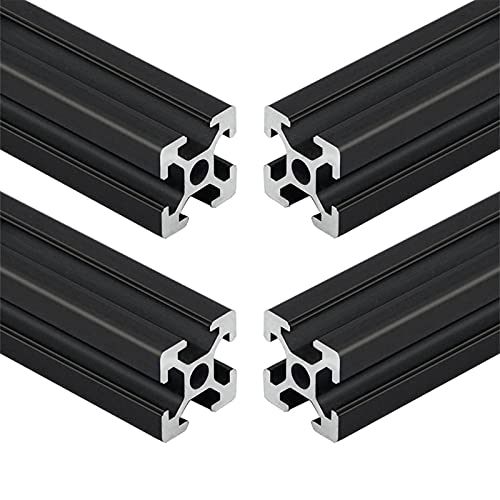 4pcs 300mm T Slot 2020 Aluminum Extrusion European Standard Anodized Linear Rail for 3D Printer Parts and CNC DIY Black(11.8inch) - color: Black, size: 4PCS 300mm(11.8'')