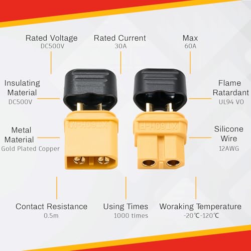 Frienda 36 Pair XT60 (XT60 Upgrade) Male Female Bullet Connectors Plug