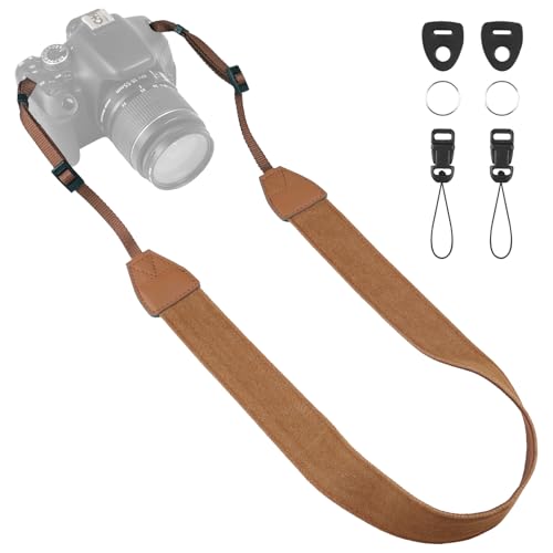 Universal Camera Strap - Camera Neck Strap, Adjustable Shoulder Straps Compatible with Canon, Fujifilm, Nikon, Olympus, Panasonic and other SLR and mirrorless cameras - Brown - color: Brown