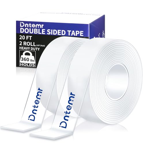 Nano Double Sided Heavy Duty Mounting Tape 2 Rolls, 20FT Total, 120 x 1.18 Inch, Removable Washable Reusable Adhesive Tape for Wall Hanging, Home Decor, Posters, Crafts, Classroom & Office - size: 20FT