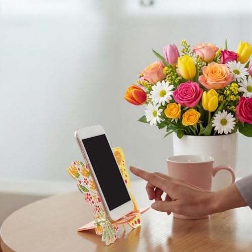 Saillong 6 Pcs Butterfly Diamond Art Phone Stand, Full Drill Crystal - style: Butterfly