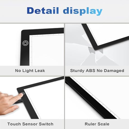 Slide Viewer Light Box A4, Ultra-Thin LED Light Pad for Film Negatives & Slides, 3-Level Adjustable Brightness Slide Scanner Light Table for Old Photos Viewing & Digitizing, USB Powered
