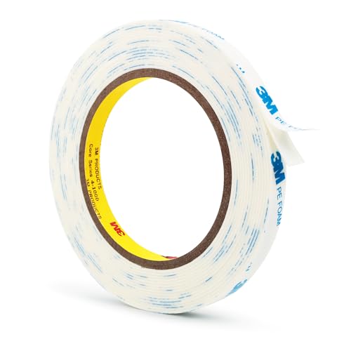 3M 1600T Double Sided Tape, 0.5 in x 18 ft White PE Foam Tape - size: 0.5" x 18Ft