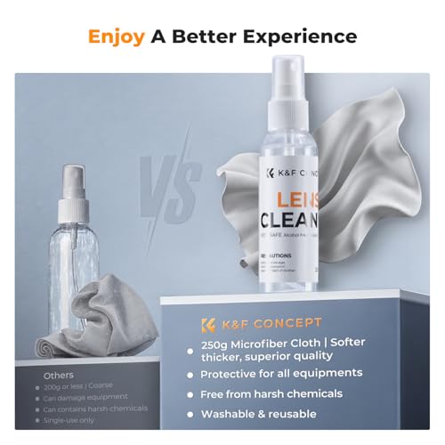 K&F CONCEPT Lens Cleaner Spray Kit,Microfiber CleaningCloth,Glasses Cleaner - size: Cleaner*1+Cloth*1