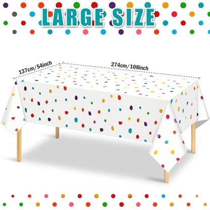 Mindsoft 3 Pcs White Rainbow Polka Dots Plastic Tablecloth Party - color: White, style: Rainbow Polka Dots