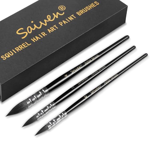 3-Piece Round Pointed Detail Paint Brush Set - Black - color: Black