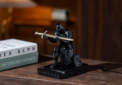 Medieval Templar Vanguard Officer Knight Pen Holder Desk Organizers Black - color: Black