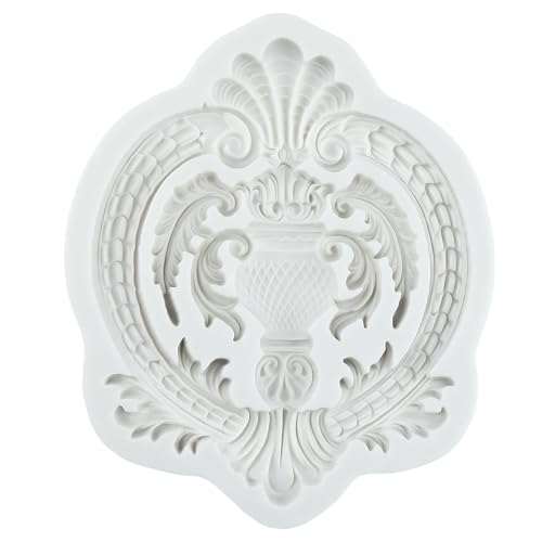 Baroque Scroll Lace Polymer Clay Mold Relief Flower Silicone Molds - color: Style R