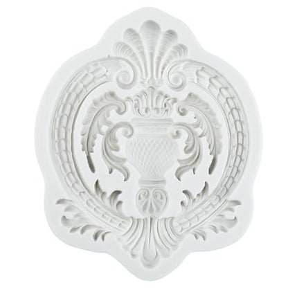 Baroque Scroll Lace Polymer Clay Mold Relief Flower Silicone Molds - color: Style R