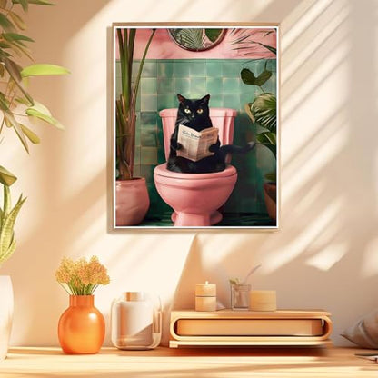 KICHANG Black Cat Paint by Numbers Kit for Adults Beginner (Without Frame) - color: YH03833
