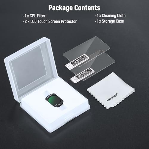 NEEWER Magnetic CPL Filter Compatible with DJI Osmo Pocket 3 / Pocket 4 / Xtra Muse, Circular Polarizer Filter Action Camera Accessories Kit with 2 Screen Protectors - style: CPL