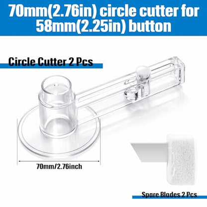 Lanties 2 Pack 58 mm/2.25 Inch Clear Circle Paper Cutter Button Maker Tools Adjustable Round Circular Cutter for Art DIY Crafts, 70-210mm